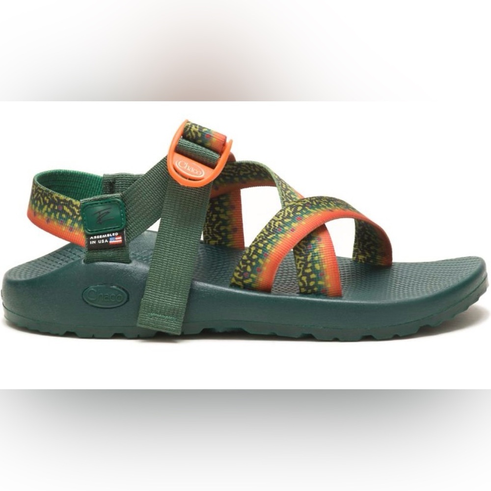Chaco Forest Green and Vibrant Orange Sandals